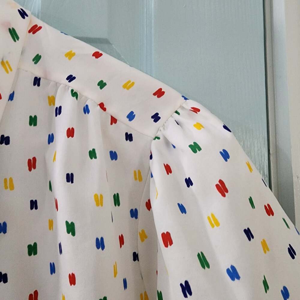 Blouse multicolored rainbow short sleeve shirt medium large - Picture 5 of 8